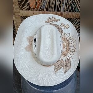 Hat Biz Stylish Cream Straw Cowboy Hat for Women_7 1/4
